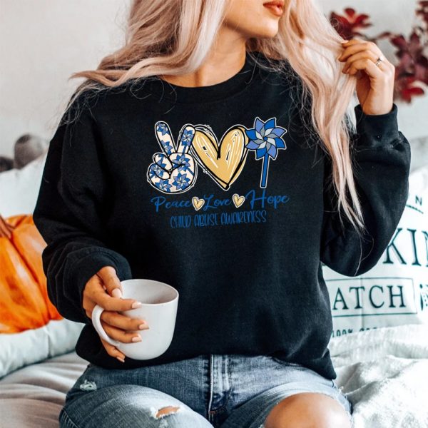 Pinwheel Peace Love Hope Child Abuse Prevention Awareness Sweatshirt