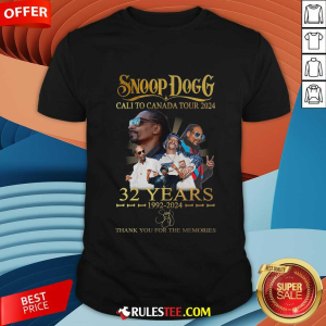 Offical Snoop Dogg Cali To Canada Tour 2024 32 Years 1992-2024 Thank You For The Memories T-Shirt