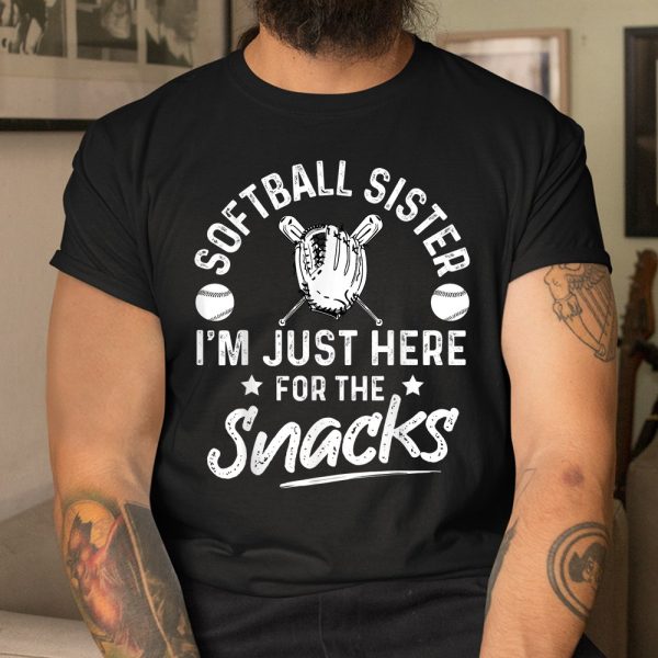 Softball Sister Im Just Here For The Snacks Retro Softball Shirt