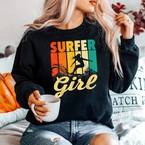 Surfer Girl Waves Surfing Trainer Surfboard Sweatshirt