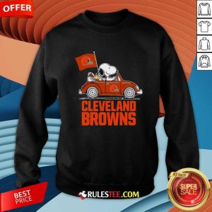 Snoopy And Woodstock Ride The Cleveland Browns Car Sweatshirt