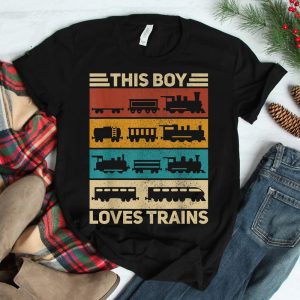 This Boy Loves Trains Lover Retro Wagon Train Shirt