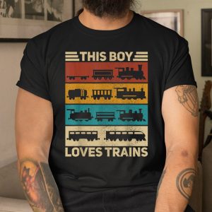 This Boy Loves Trains Lover Retro Wagon Train Shirt