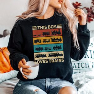 This Boy Loves Trains Lover Retro Wagon Train Sweatshirt