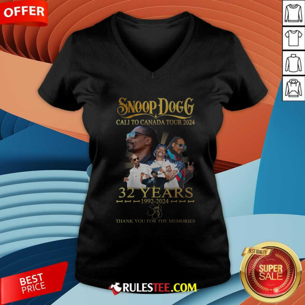 Offical Snoop Dogg Cali To Canada Tour 2024 32 Years 1992-2024 Thank You For The Memories V-neck