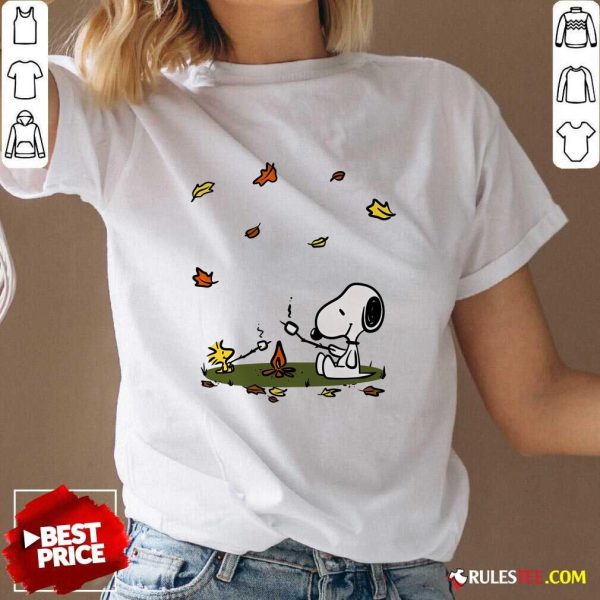 Awesome Snoopy Camping In Autumn V-Neck