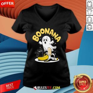 Cute Boonana Ghost And Banana Cat V-Neck