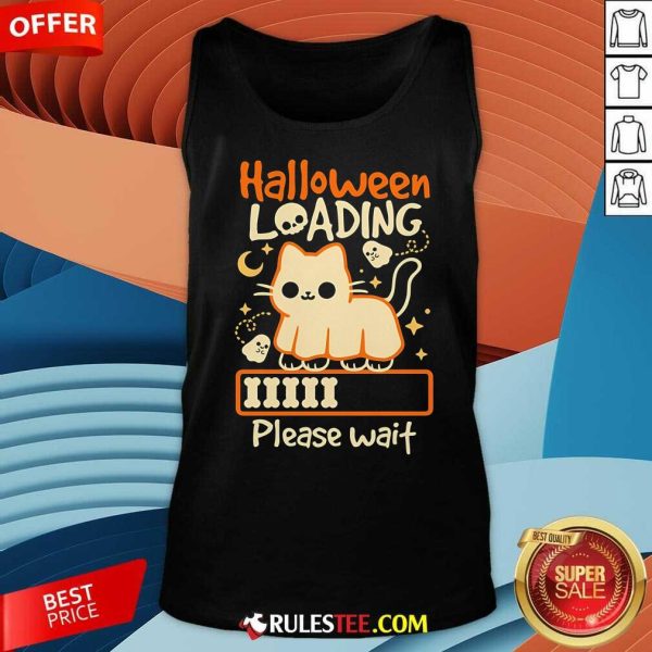 Cute Halloween Loading Please Wait Cat Tank-Top