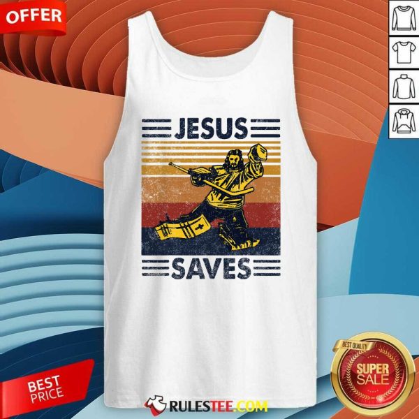 Funny Jesus Saves Ice Hockey Goalie Sport Tank-Top