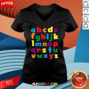 Happy Colorful Letters Alphabet Educational Abc V-Neck