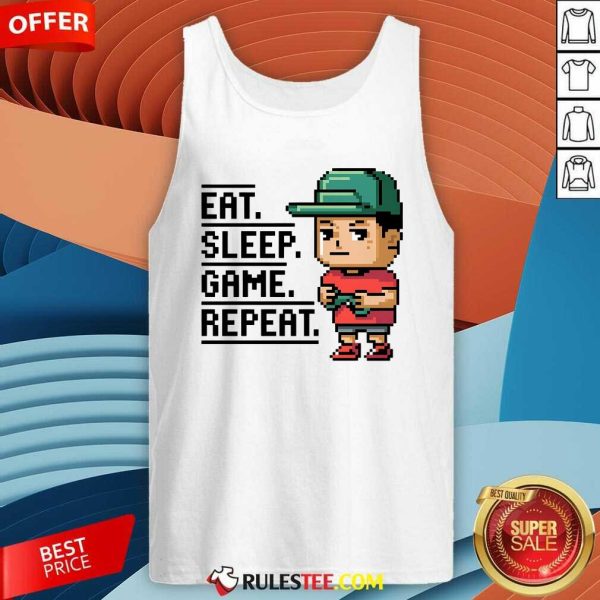 Happy Eat Sleep Game Repeat Tank-Top