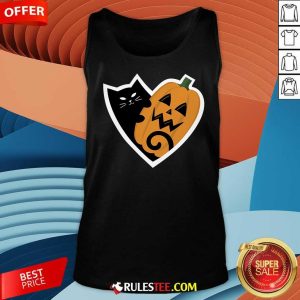 Happy Halloween Heart Cat Pumpkin Tank-Top