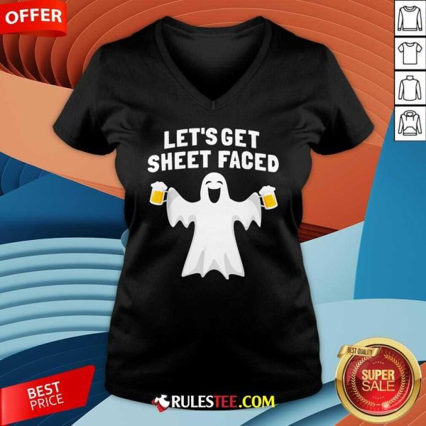 Happy Halloween Let's Get Sheet Faced Ghost Party V-Neck