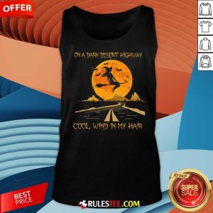 Happy Halloween Witch Riding Brooms On A Dark Desert Highway Tank-Top