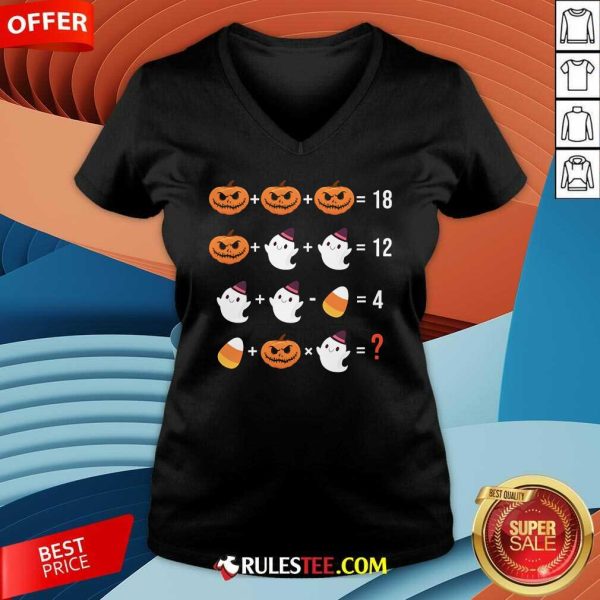 Happy Pumpkin Ghost Candy Corn Mathematics V-Neck