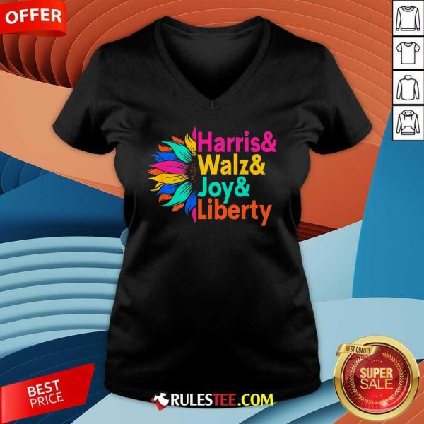 Hot Harris Walz Joy Liberty Sunflower Harris Walz Waltz 2024 V-Neck