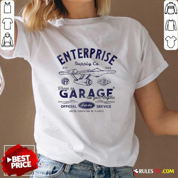 Official Enterprise Where No Garage Has Gone Before V-Neck