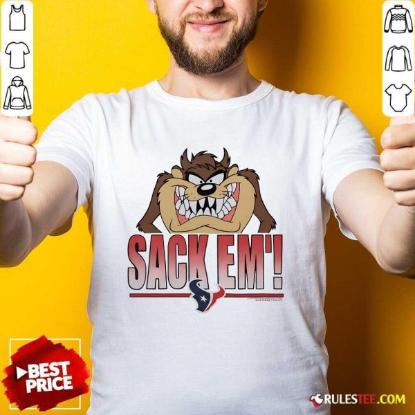 Official Looney Tunes Taz Sack Em' X Houston Texans T-Shirt