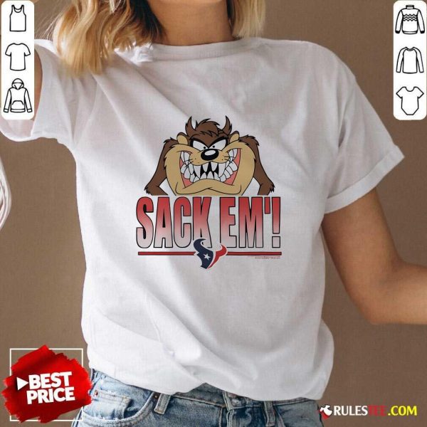 Official Looney Tunes Taz Sack Em' X Houston Texans V-Neck