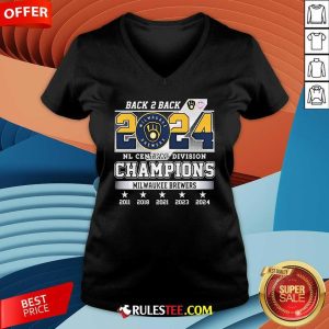 Official Milwaukee Brewers 2024 National League Central Division Champs 2024 V-Neck