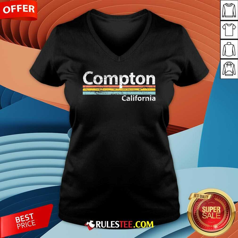 Top Compton California Ca Retro V-Neck