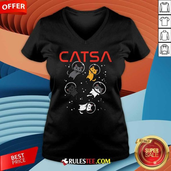 Cute Catsa Cat Astronauts Kitten Space V-Neck