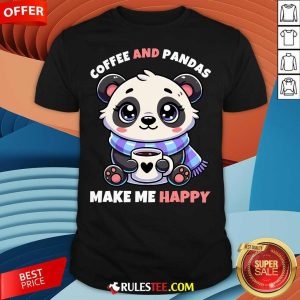 Cute Christmas Pandas And Coffee Make Me Happy T-Shirt