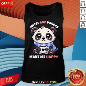 Cute Christmas Pandas And Coffee Make Me Happy Tank-Top