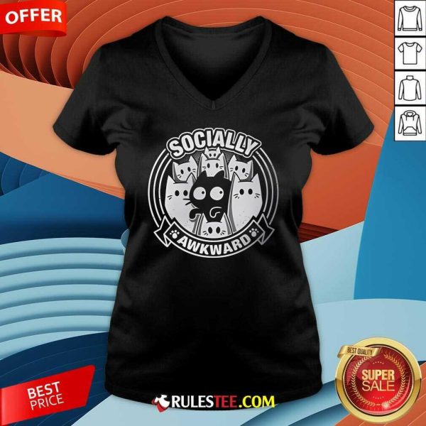 Cute Socially Awkward Cat V-Neck