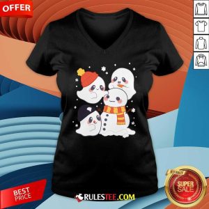 Cute Winter Ghosties Christmas V-Neck