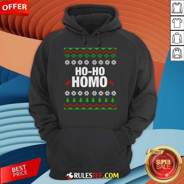 Funny Ho Ho Homo Gay LGBT Ugly Christmas Hoodie