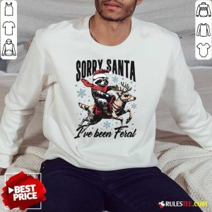 Funny Sorry Santa I've Been Feral Raccoon Riding Horse Sweatshirt