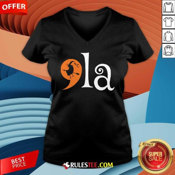 Good Retro Kamala Harris Halloween 2024 Comma La Witch Pumpkin V-Neck