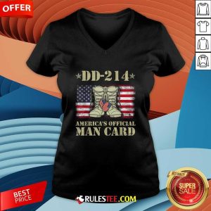 Happy Dd214 Americas Man Card Veteran Day Served Flag Proud Military Family V-Neck