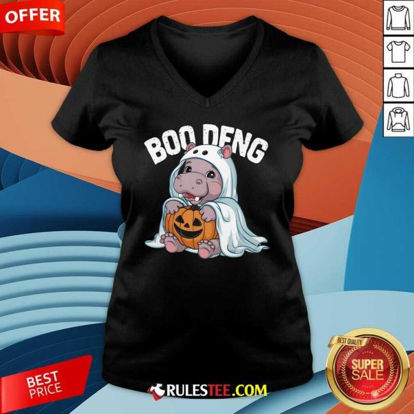 Happy Halloween Moo Deng Baby Hippo Boo Deng V-Neck