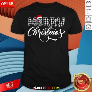 Happy Merry Christmas Buffalo Black And White Plaid Sueded Cloud Jersey T-Shirt