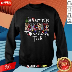 Happy Merry Christmas Santa's Favorite Pharmacy Tech Xmas Lights Cool Sweatshirt