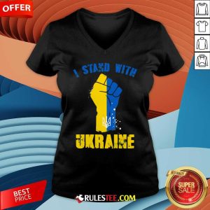 Hot I Stand With Ukraine Fist Trident Support V-Neck