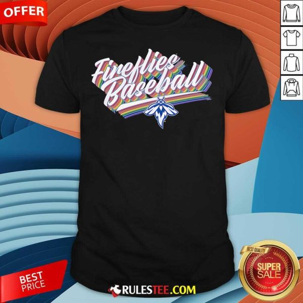 Nice Fireflies Baseball Rainbow Retro T-Shirt