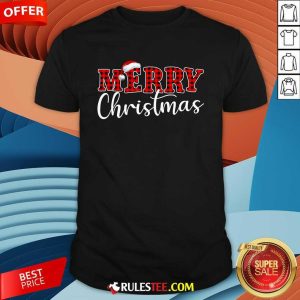 Nice Merry Christmas Buffalo Plaid Red Santa Hat Xmas Pajamas T-Shirt