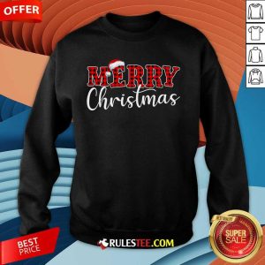 Nice Merry Christmas Buffalo Plaid Red Santa Hat Xmas Pajamas Sweatshirt