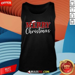 Nice Merry Christmas Buffalo Plaid Red Santa Hat Xmas Pajamas Tank-Top