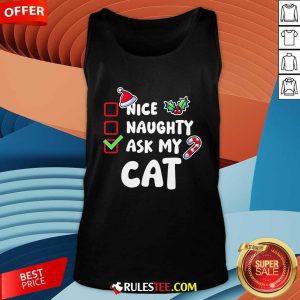 Nice Naughty Check Ask My Cat Xmas Tank-Top