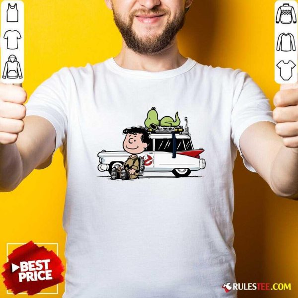 Official Charlie Venkman Peter Venkman Slimer Ecto-1 Charlie Brown And Snoopy Ghost T-Shirt