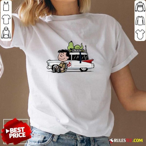 Official Charlie Venkman Peter Venkman Slimer Ecto-1 Charlie Brown And Snoopy Ghost V-Neck