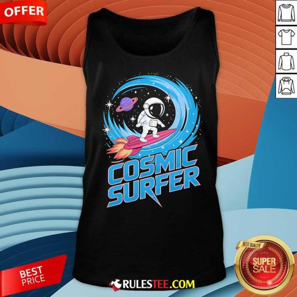 Official Cosmic Surfer Astronaut Space Adventure Rocket Surfing Space Lover Tank-Top