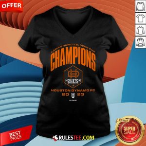 Top Houston Dynamo FC Original Retro Brand 2023 Lamar Hunt US Open Cup Champions V-Neck