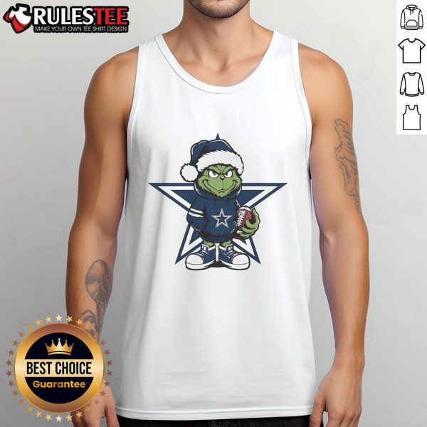 Awesome Grinch Hug Ball Dallas Cowboys Christmas Tank Top featuring festive design for holiday cheer.