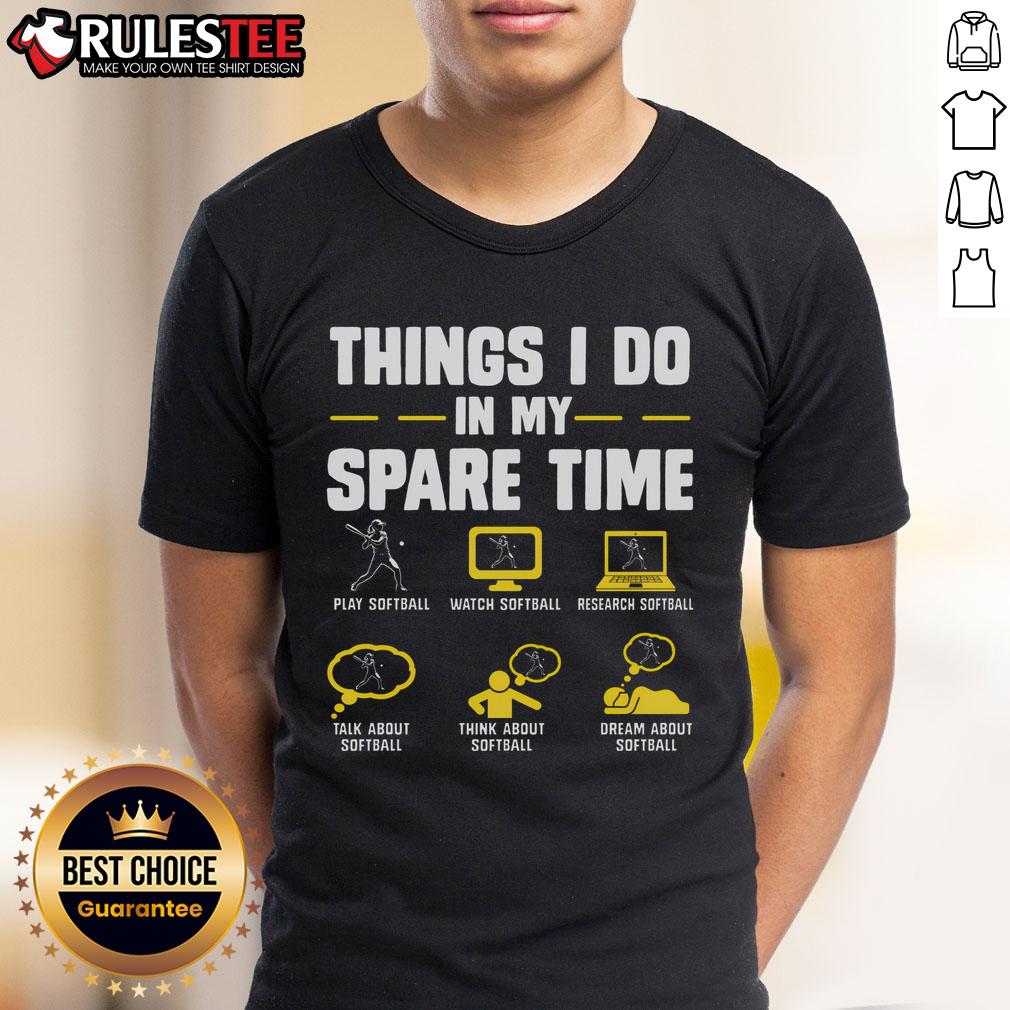 Awesome Softball Things I Do In My Spare Time Softball Lover T-Shirt featuring a fun softball graphic and vibrant colors.