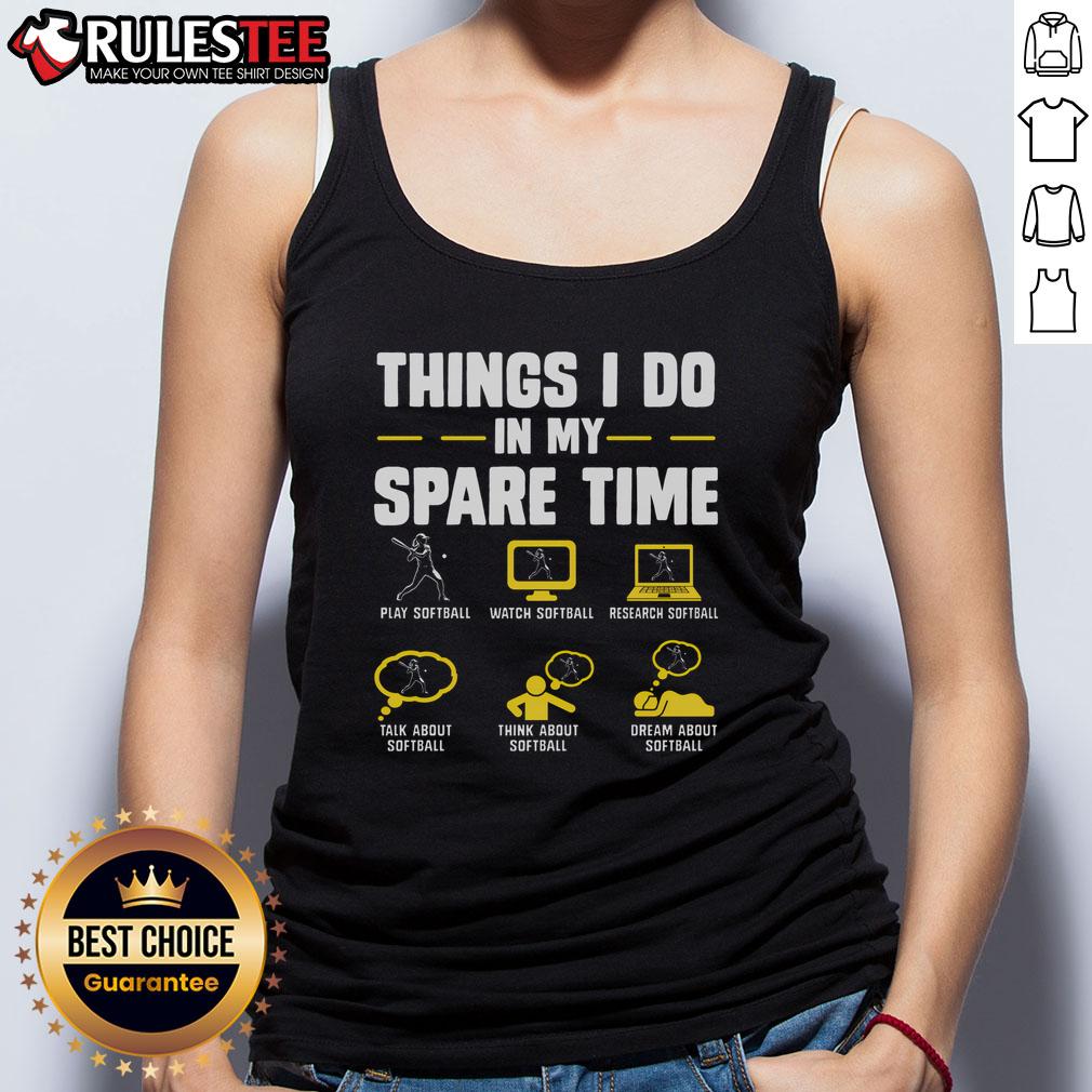 Softball lover tank top featuring 'Awesome Softball Things I Do in My Spare Time' design, perfect for casual wear.